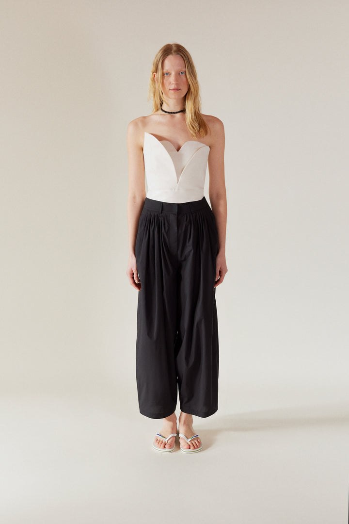 JONATHAN - Black Pleated Wide Leg Pants