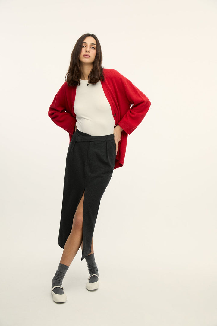 DORA - RED CASHMERE BLENDED CARDIGAN