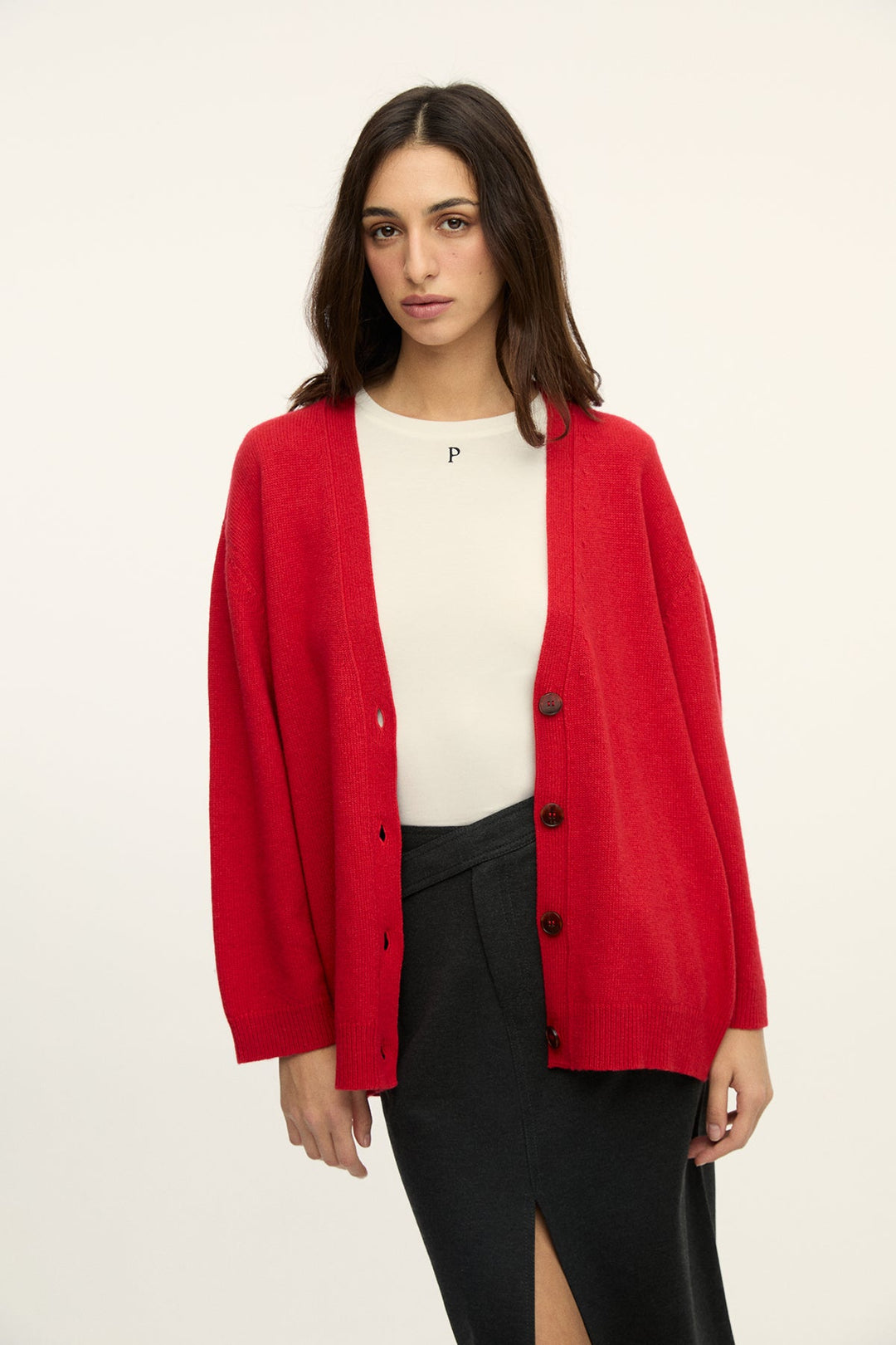 DORA - RED CASHMERE BLENDED CARDIGAN