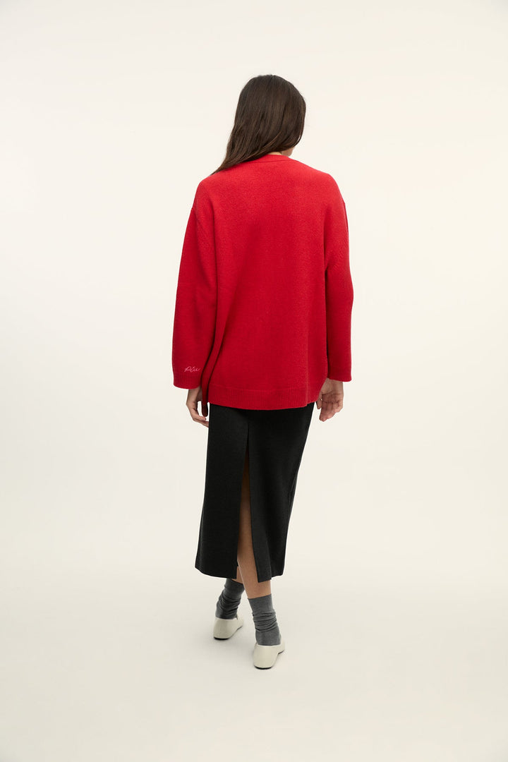 DORA - RED CASHMERE BLENDED CARDIGAN