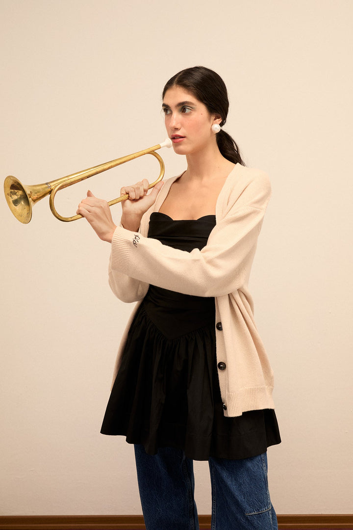 DORA - CASHMERE BLENDED CARDIGAN - ECRU