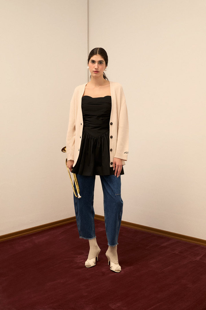 DORA - CASHMERE BLENDED CARDIGAN - ECRU