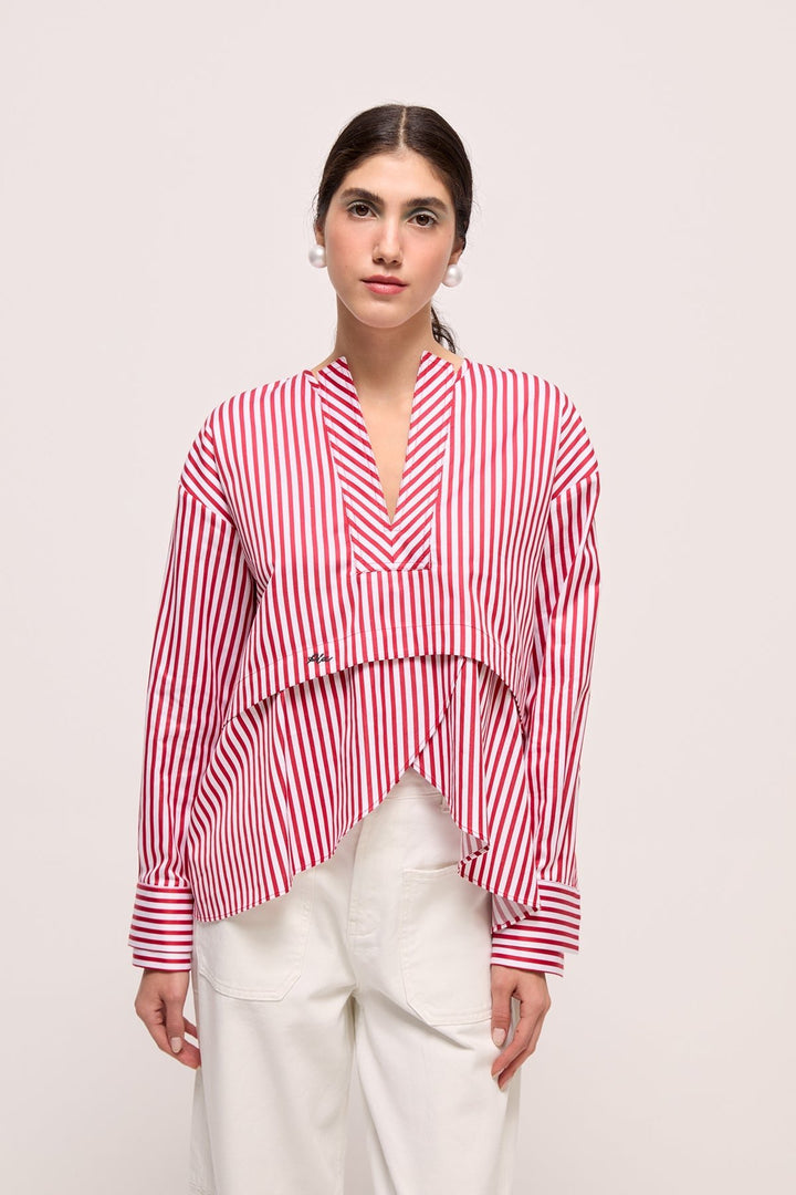 TIANY - TOP - RED WHITE STRIPE