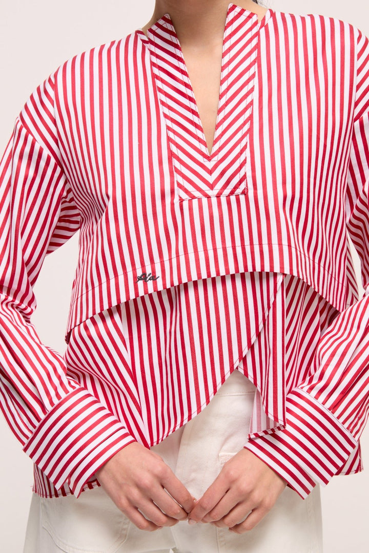 TIANY - TOP - RED WHITE STRIPE