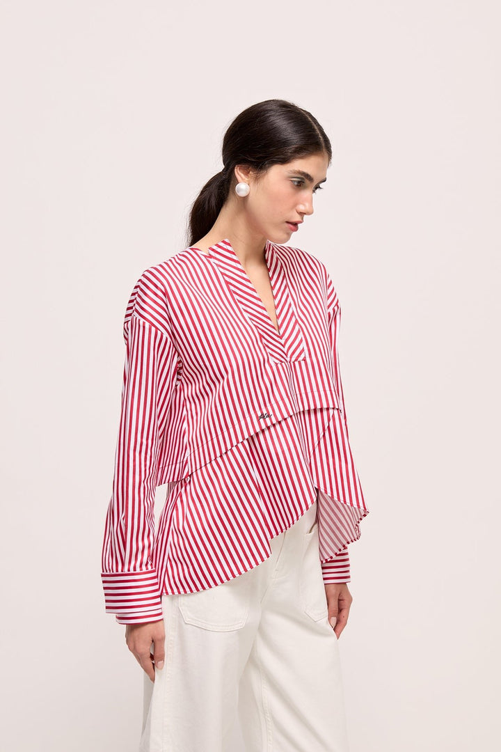TIANY - TOP - RED WHITE STRIPE