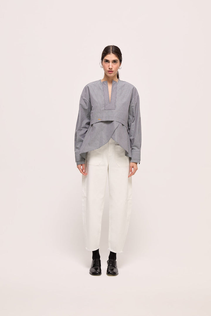 TIANY - TOP - BLACK WHITE PLAID