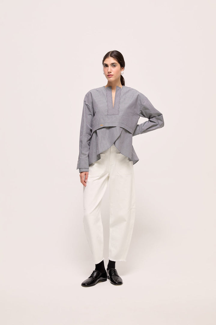 TIANY - TOP - BLACK WHITE PLAID