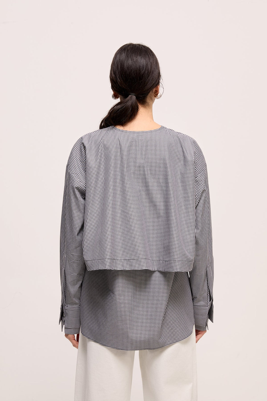 TIANY - TOP - BLACK WHITE PLAID