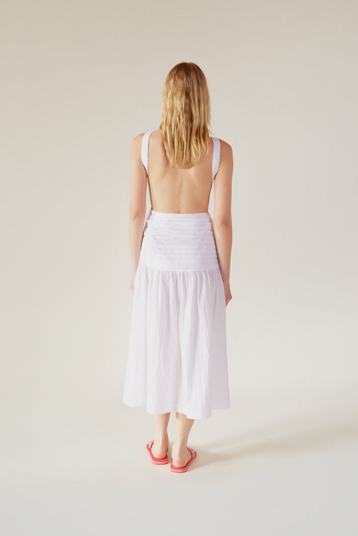 BRUNA - Open Back Midi White Dress