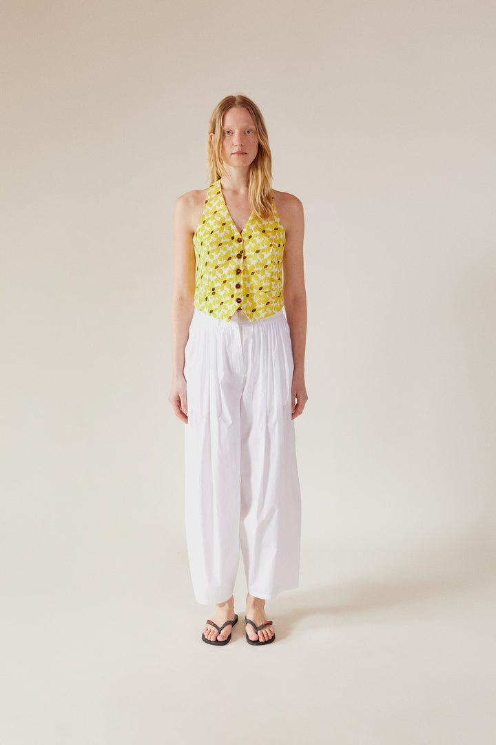 JONATHAN - Pleated Wide Leg Pants White