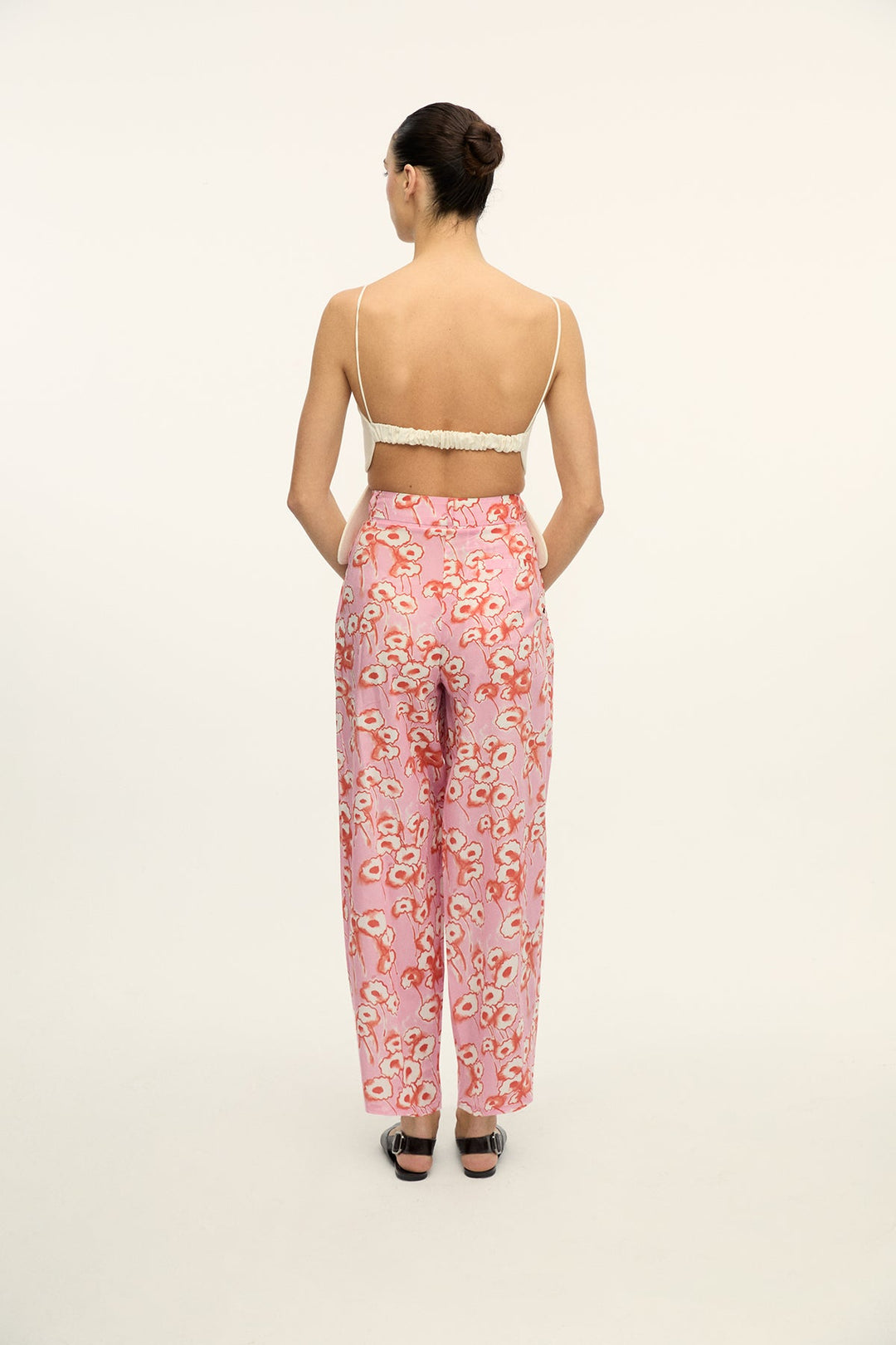 ELIO - PINK FLOWER PATTERNED LOOSE FIT PANTS - PINK