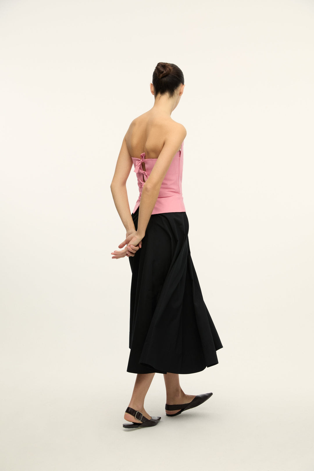 SICILY - Pleated Cotton-Poplin Midi Skirt - BLACK