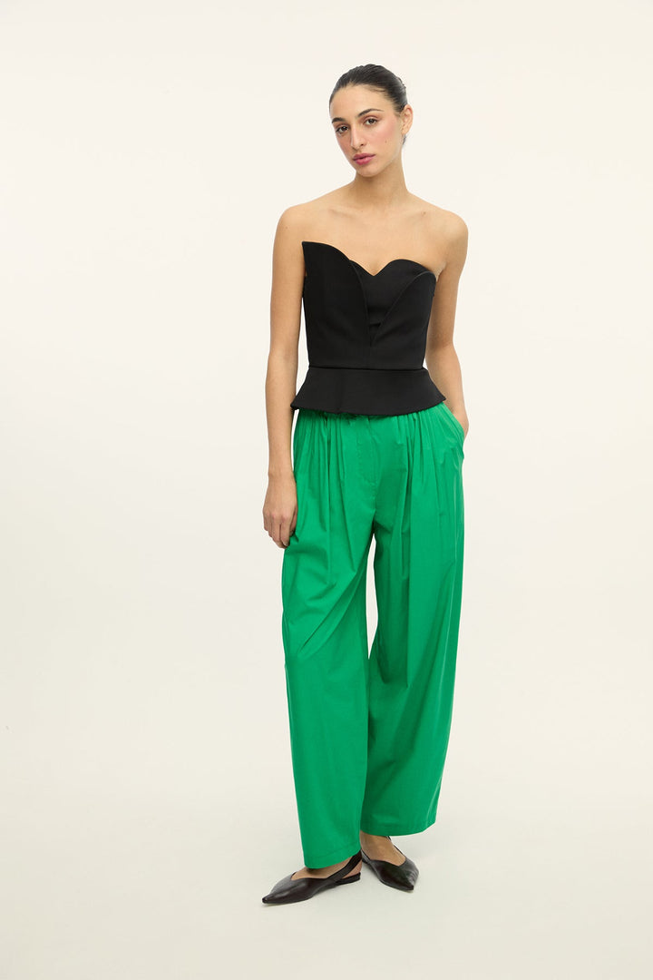 JONATHAN - Pleated Low Rise Wide Leg Pants - Grass Green