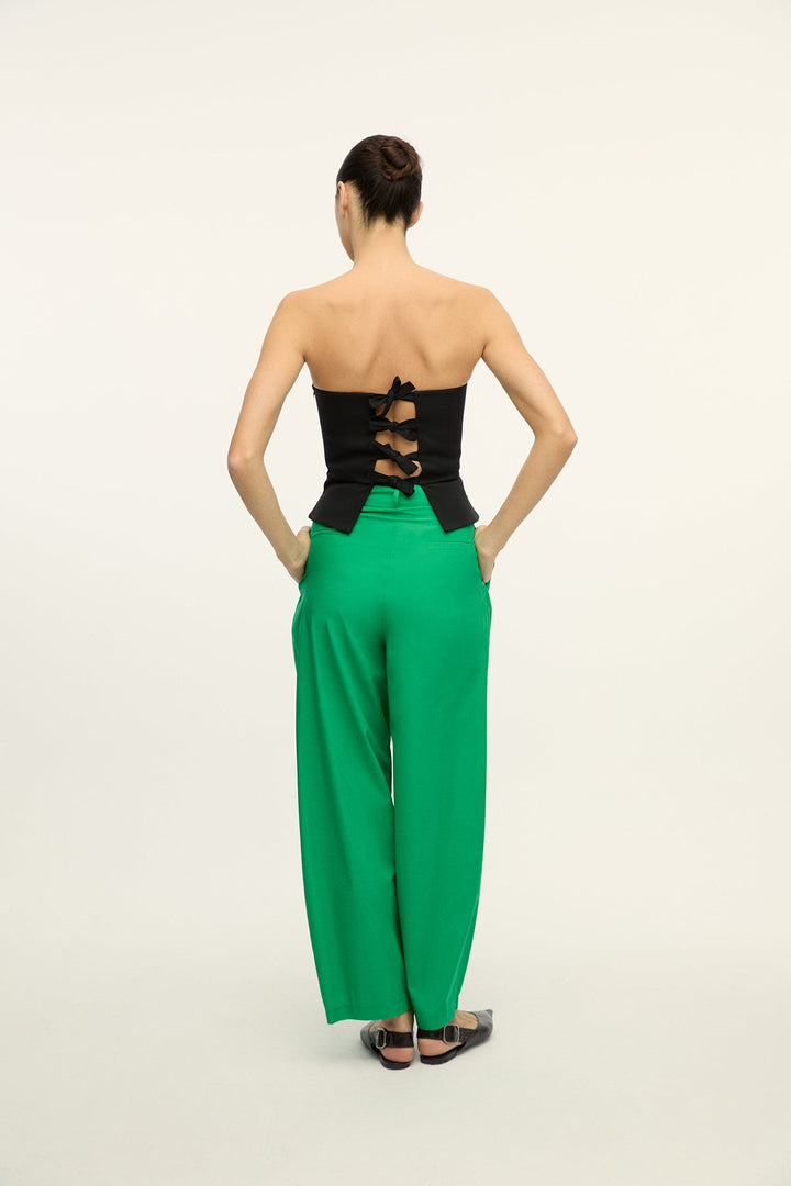 JONATHAN - Pleated Low Rise Wide Leg Pants - Grass Green