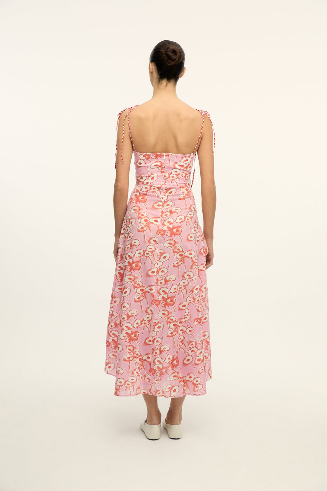LEYA - DECONSTRUCTIVE CUT FRONT TIED LONG DRESS - PINK FLORAL