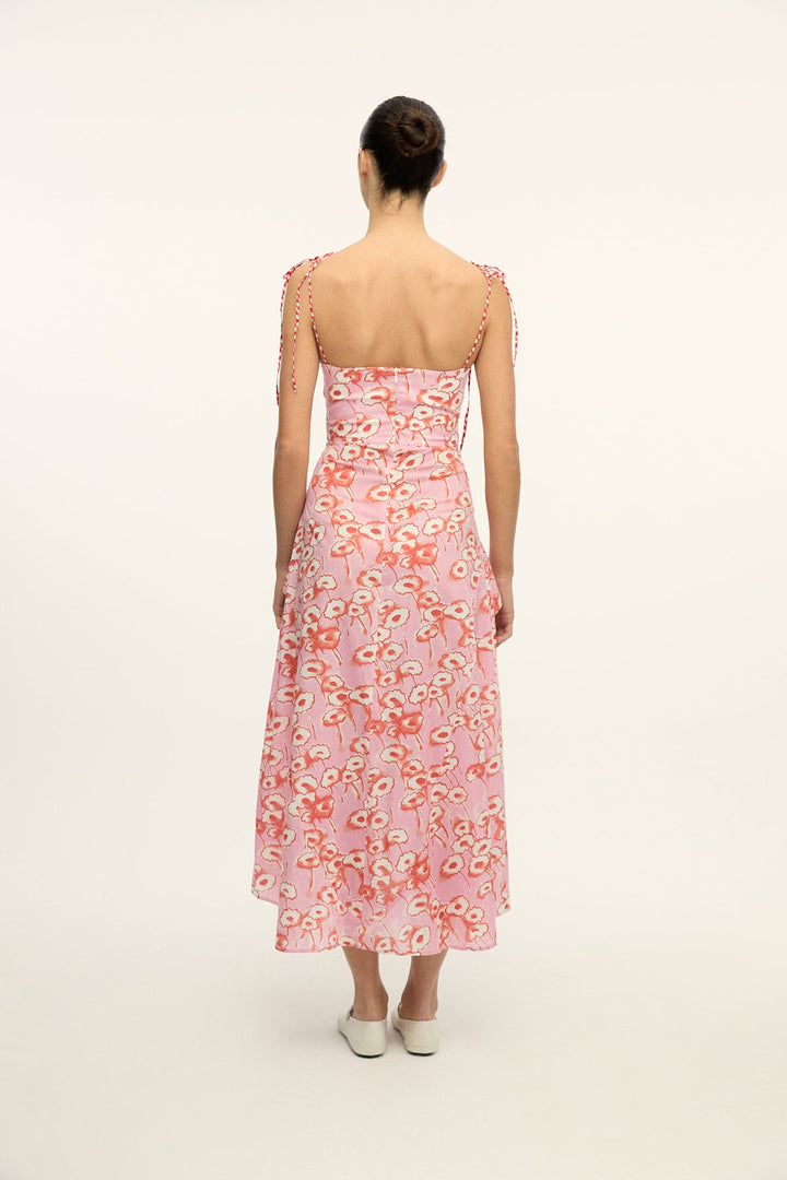 LEYA - DECONSTRUCTIVE CUT FRONT TIED LONG DRESS - PINK FLORAL