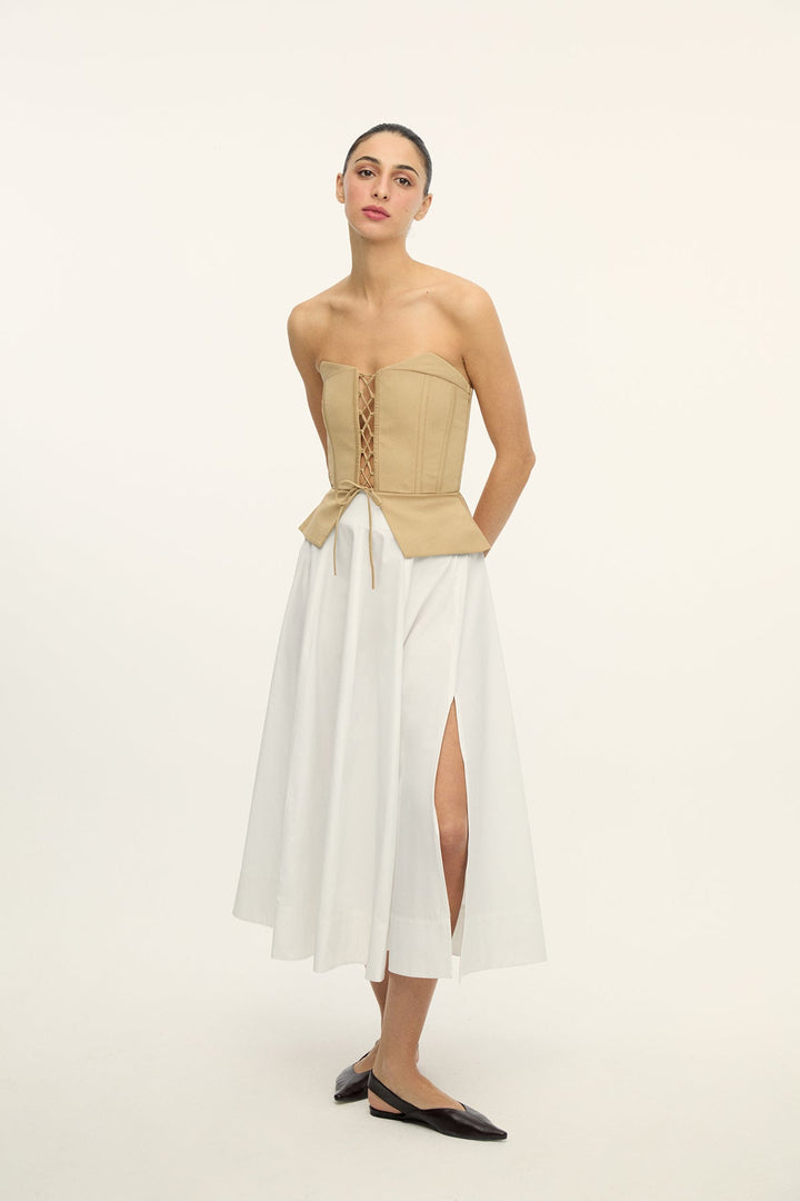 SICILY - Pleated Cotton-Poplin Midi Skirt - White