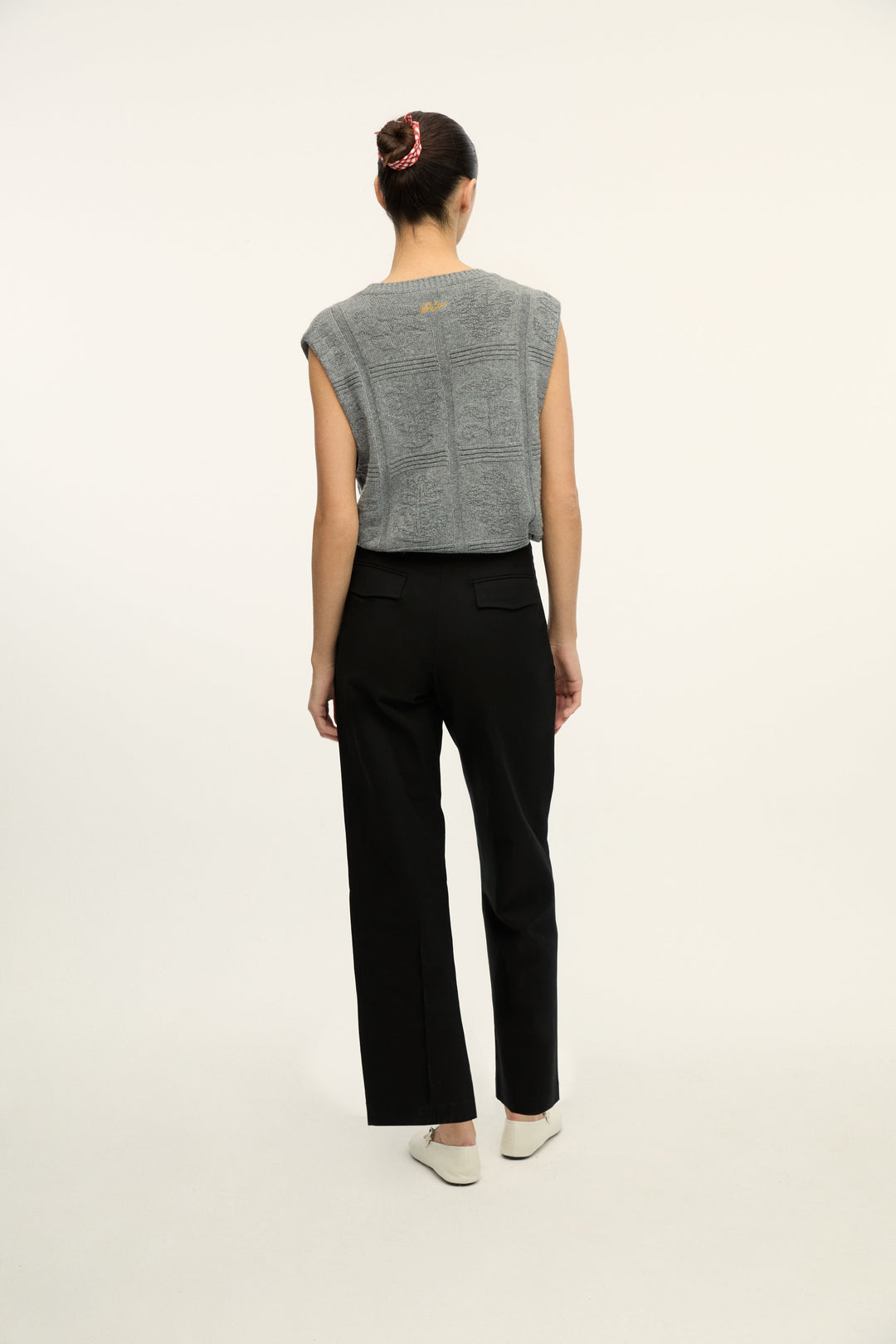 POCA - Belted Stretch Straight-Leg Pants Black