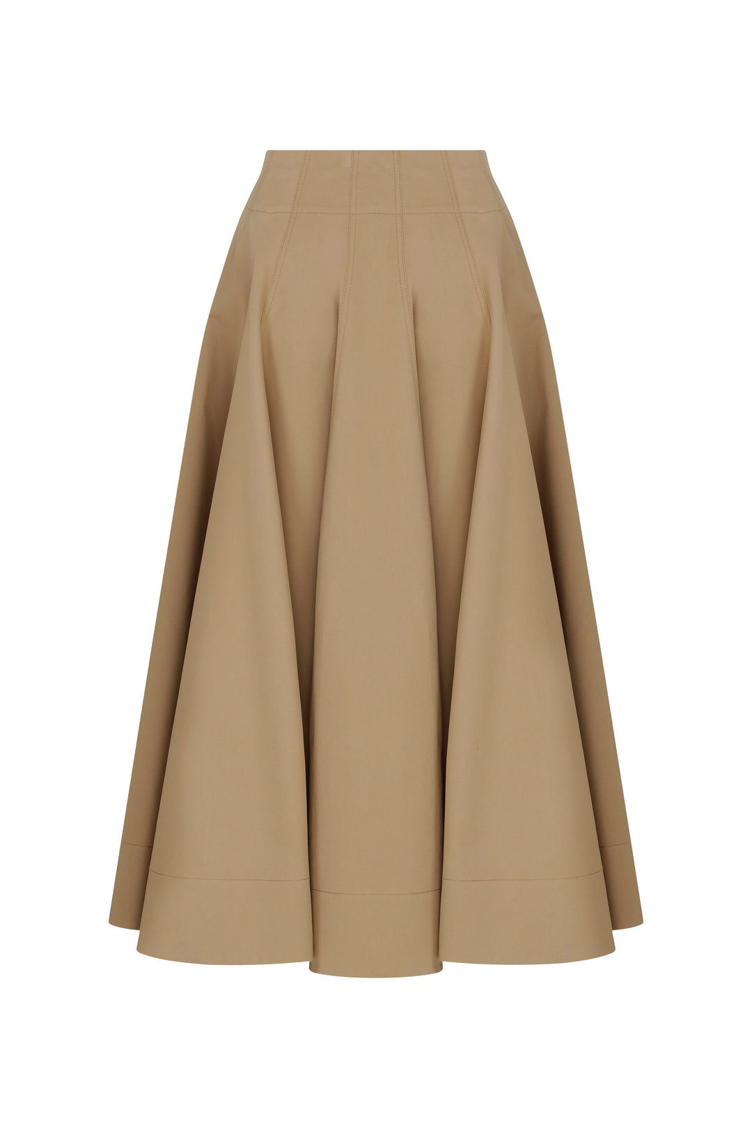 SICILY - Pleated Cotton-Poplin Midi Skirt Dark Beige