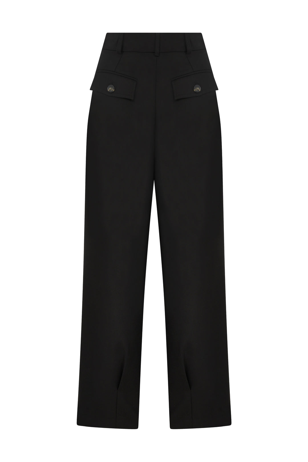 POCA - Belted Stretch Straight-Leg Pants Black