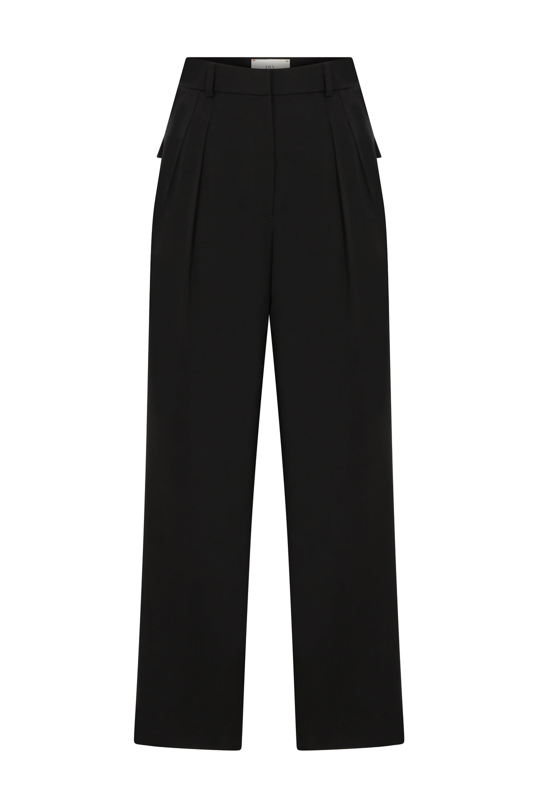 POCA - Belted Stretch Straight-Leg Pants Black