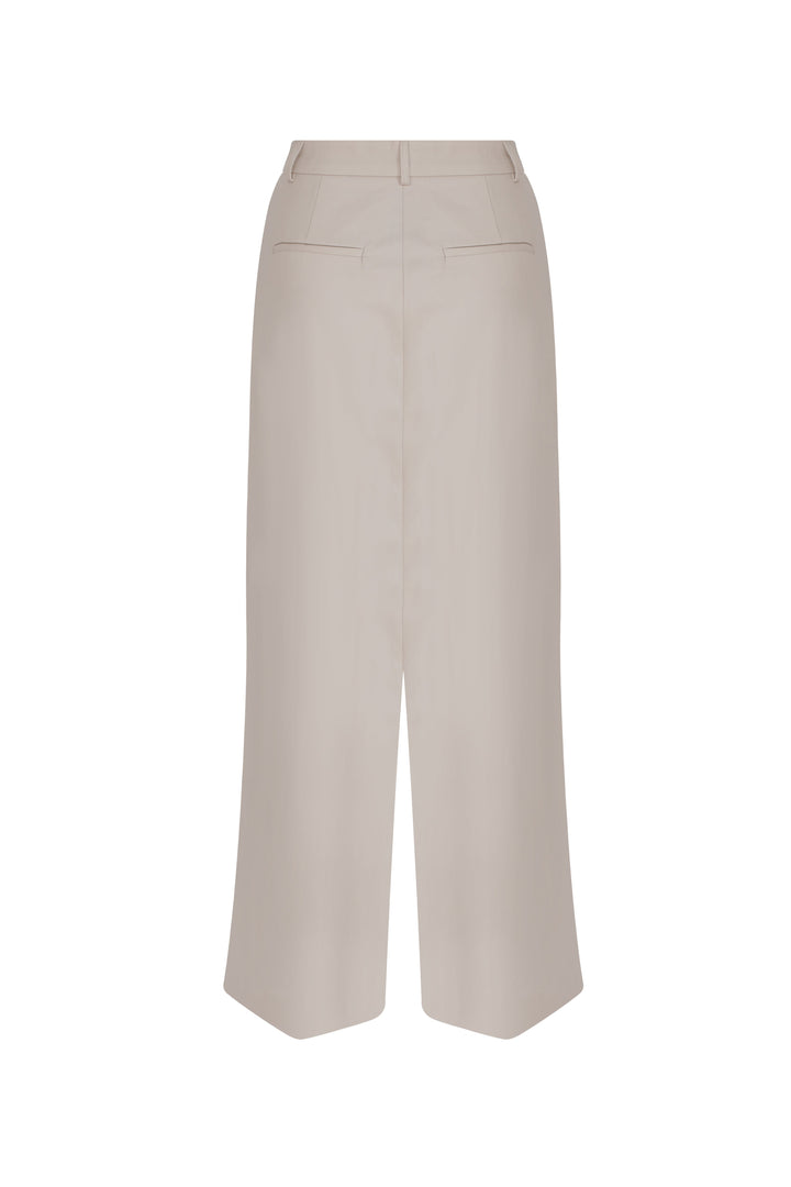 Neptune - Ecru Cotton Twill Wideleg Pants