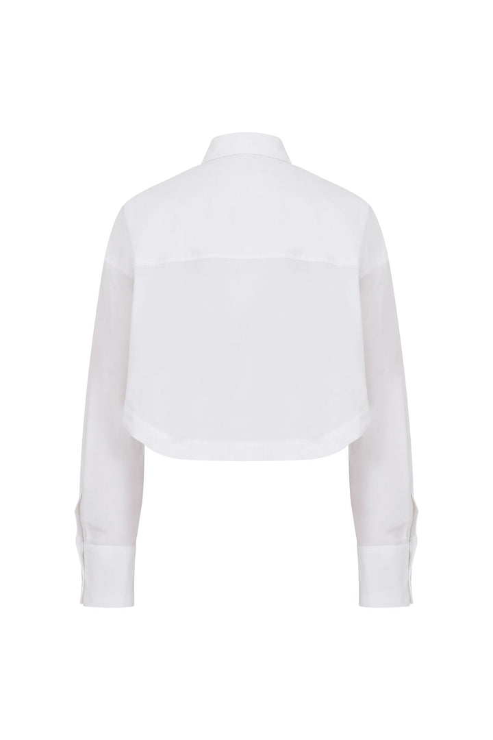 Mercury Cotton-Poplin White Cropped Shirt