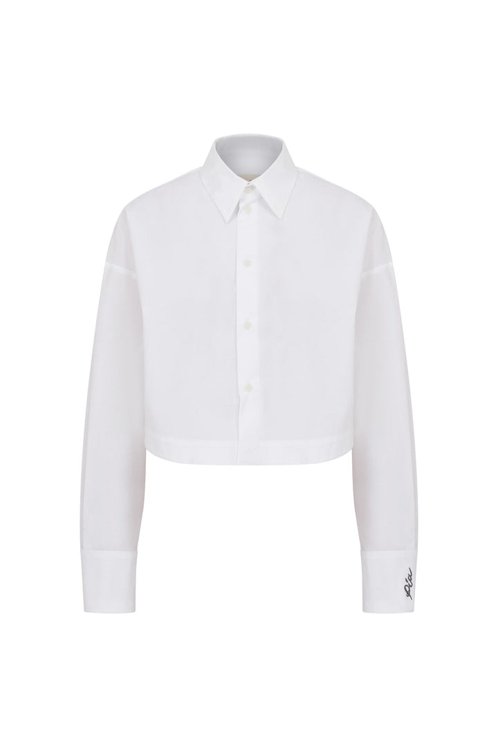 Mercury Cotton-Poplin White Cropped Shirt