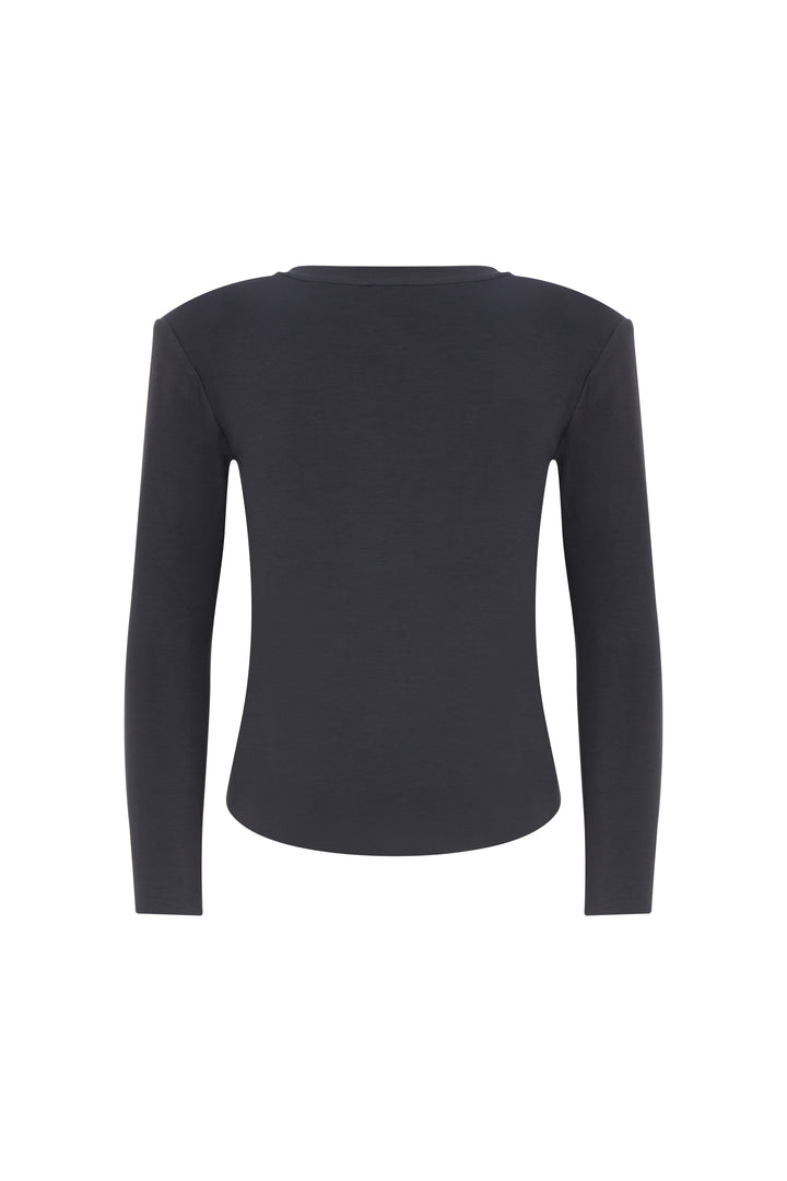 Jupiter - Anthracite Long Sleeve T-Shirt With Shoulder Pads