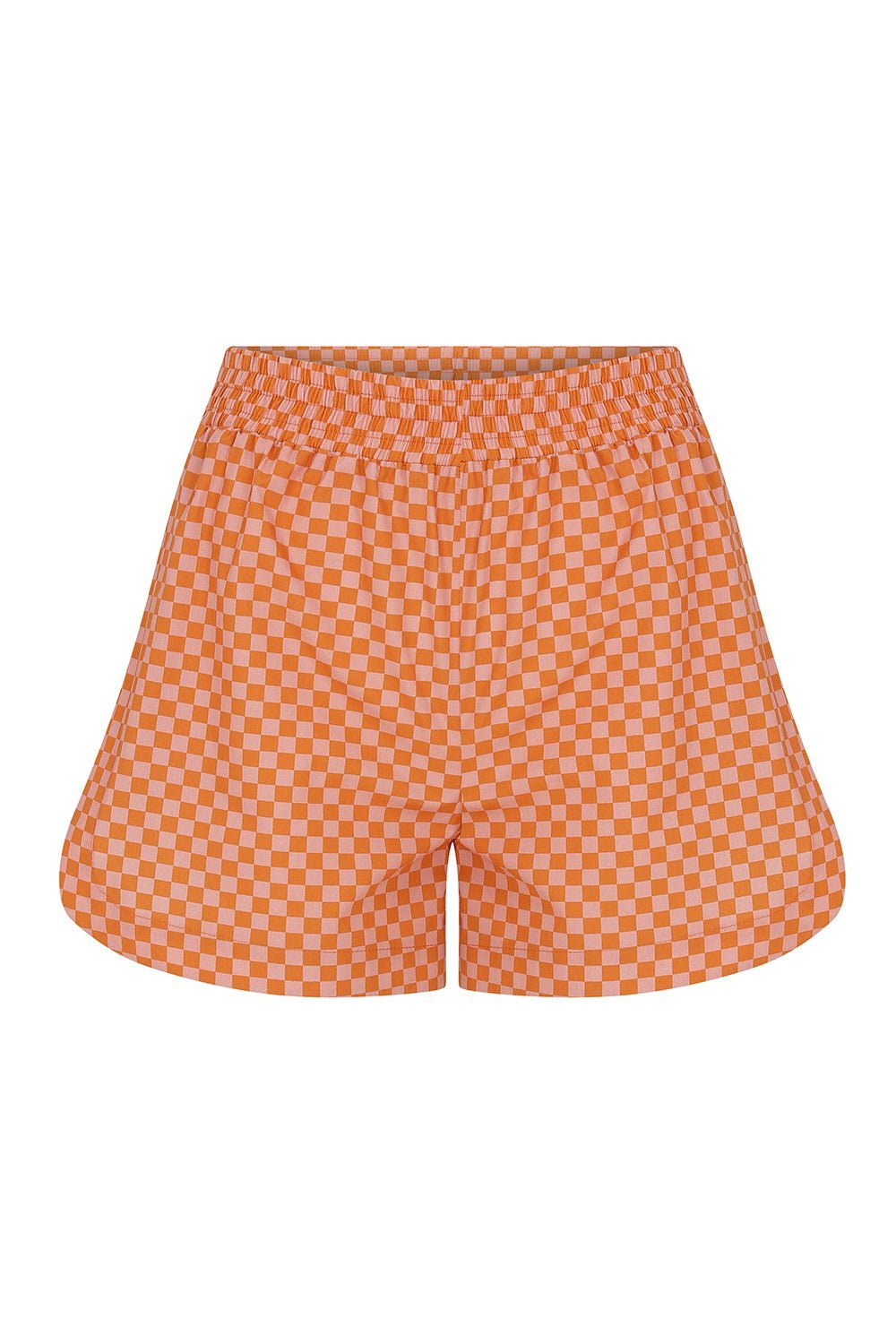 Marcela - Elasticated Waistbanded Checked Cotton Short