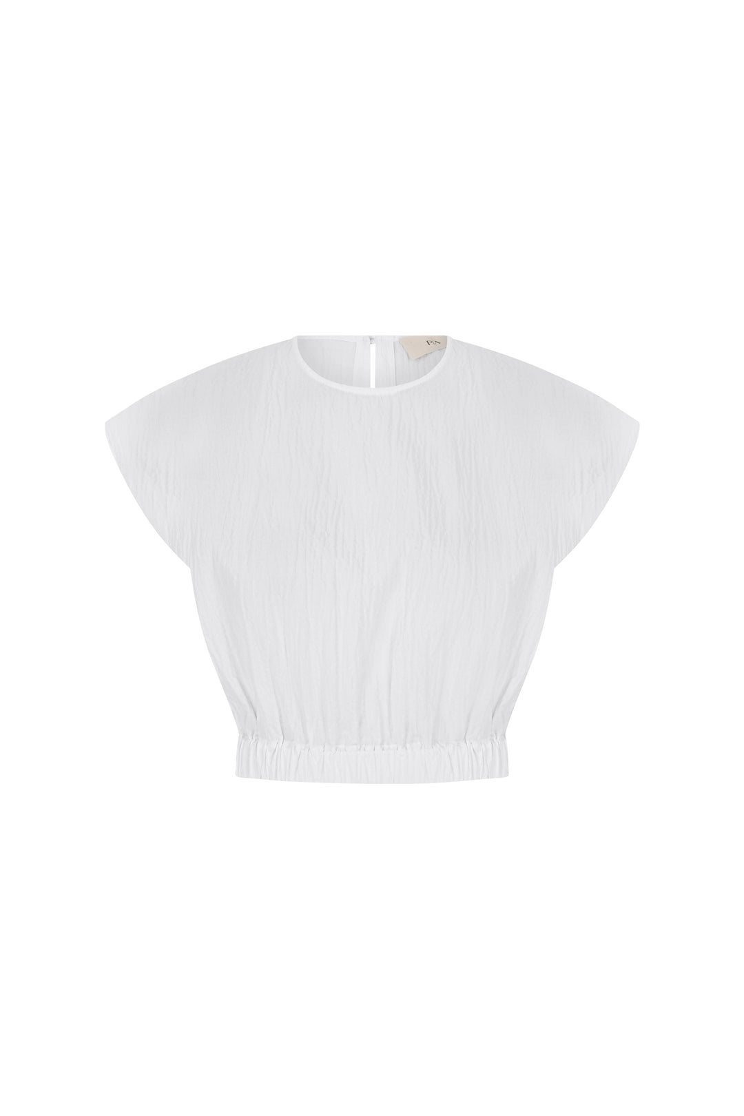 Tia - Round Neck White Crop Top