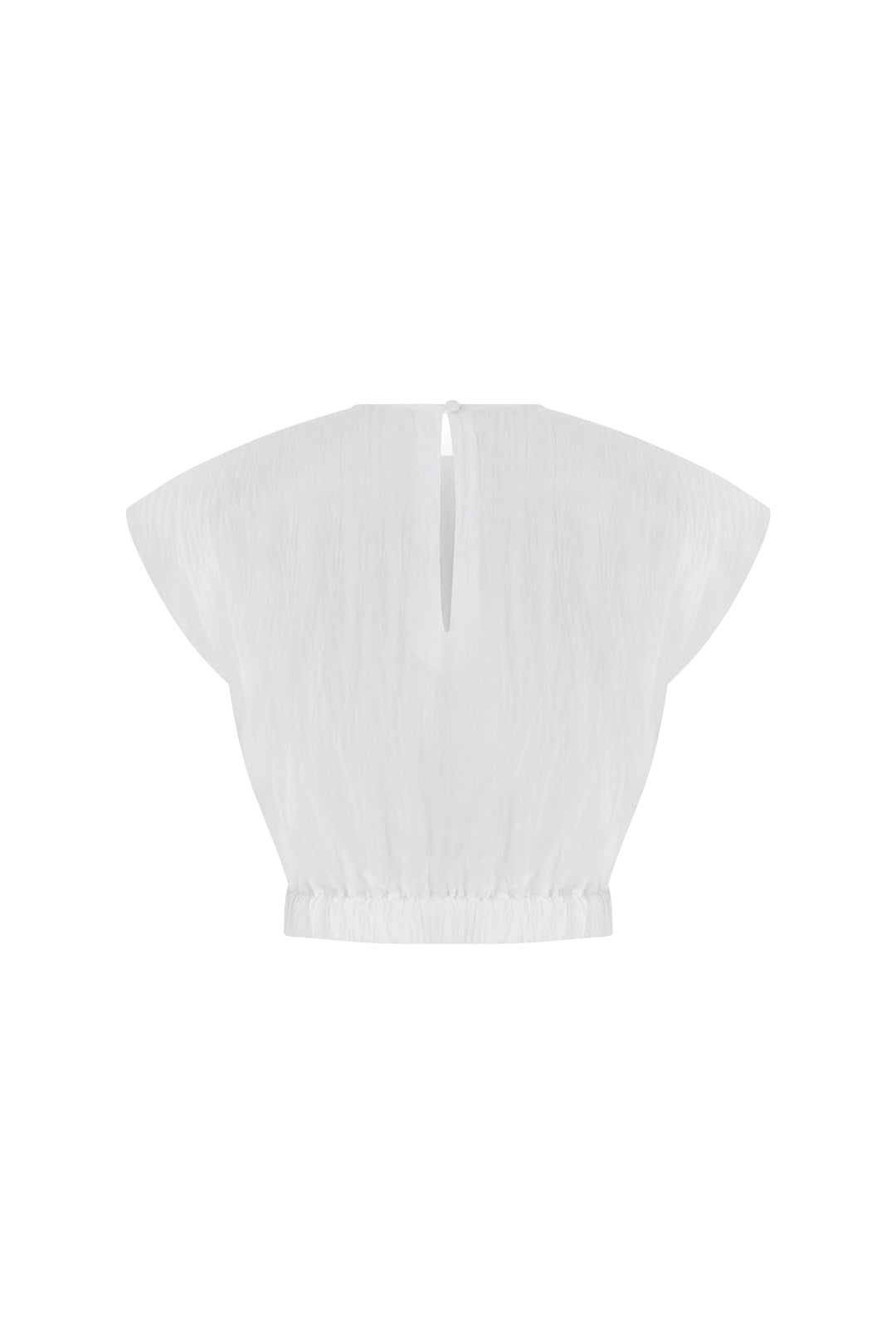 Tia - Round Neck White Crop Top