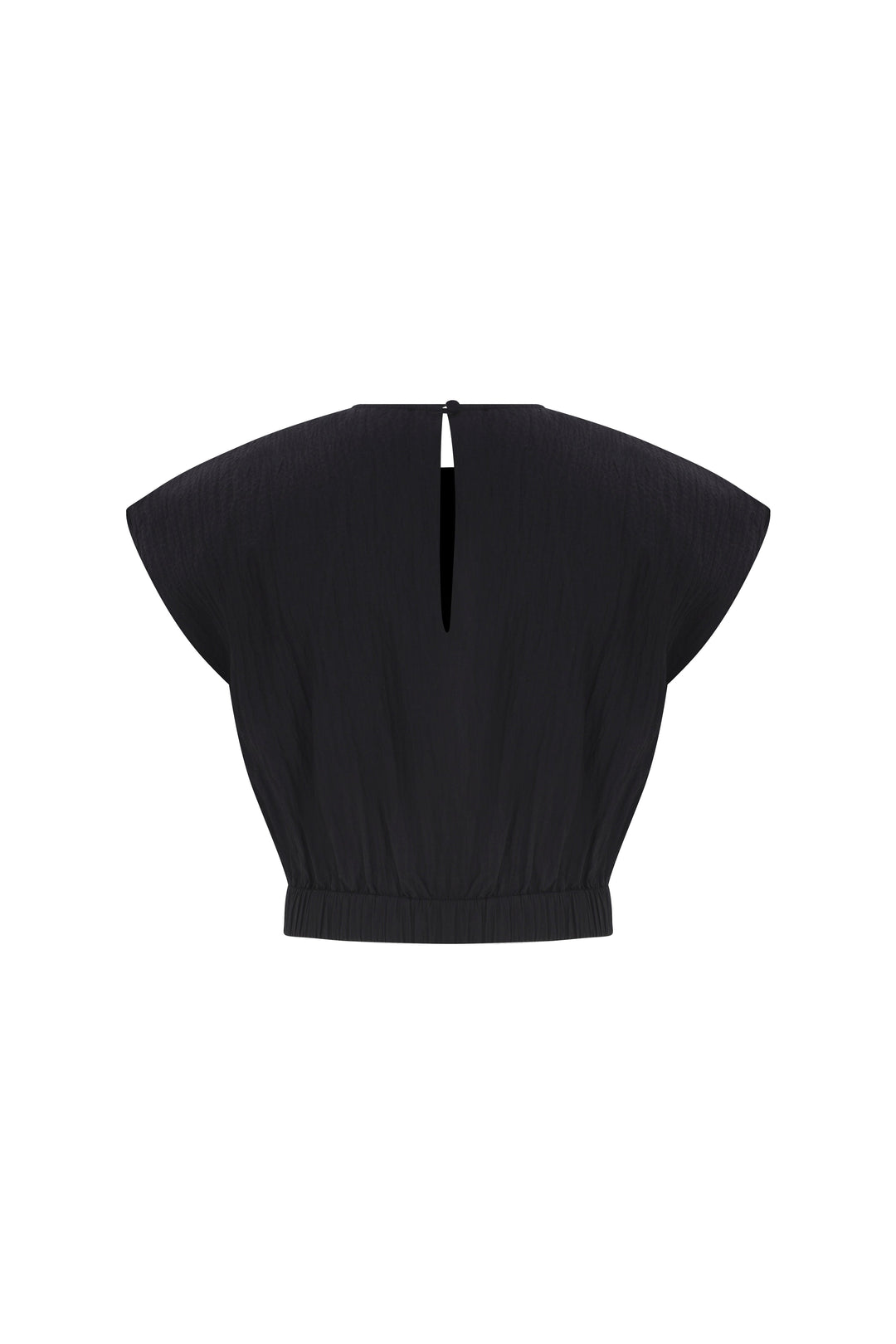 Tia - Round Neck Black Crop Top