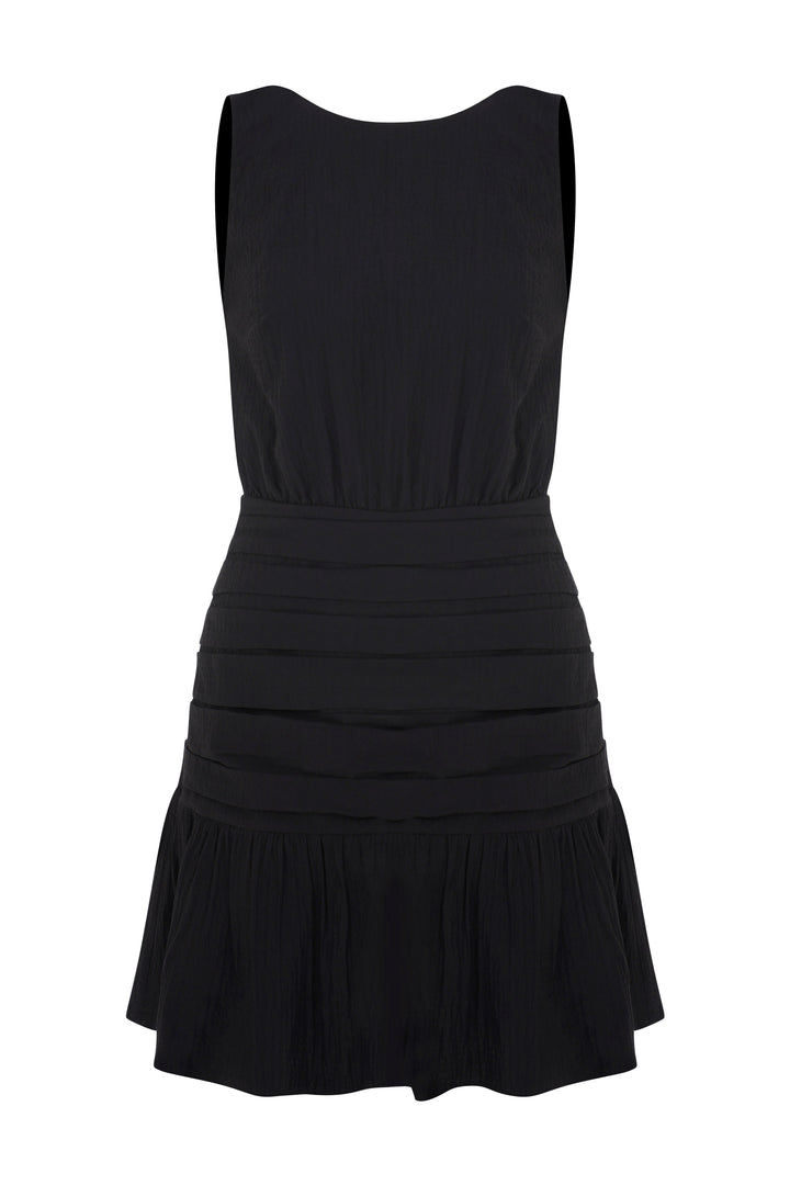 MAYA - Open Back Black Mini Dress