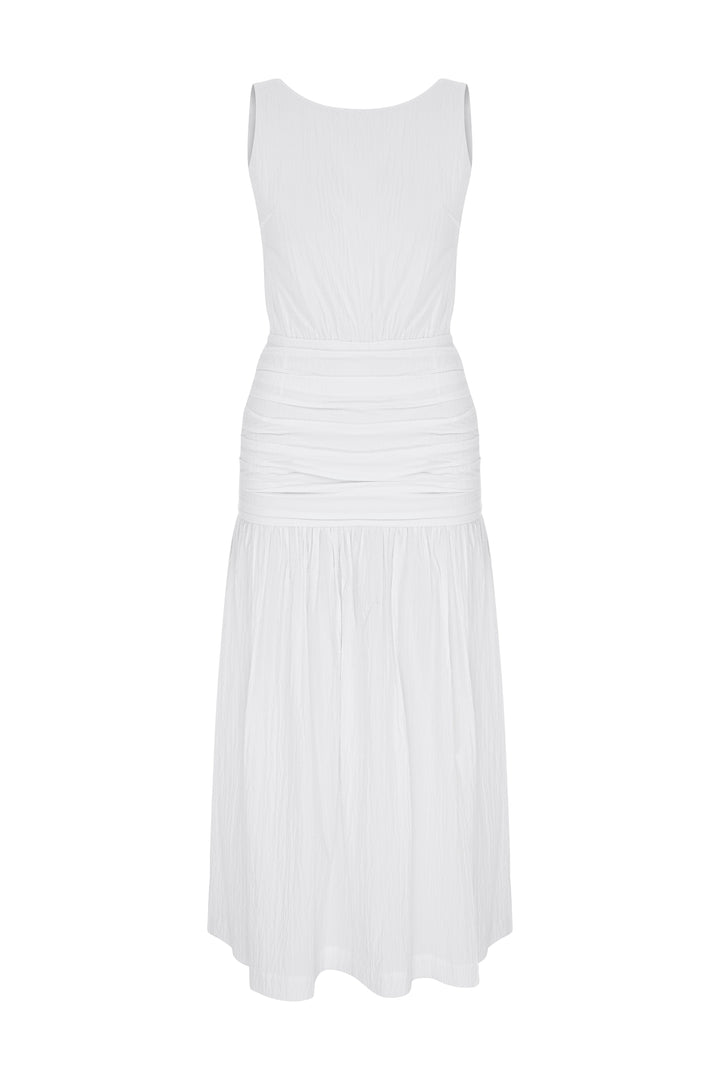 BRUNA - Open Back Midi White Dress