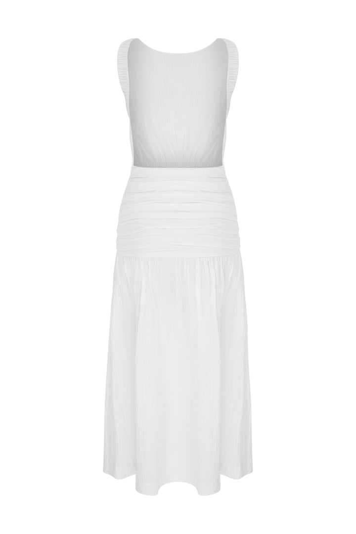 BRUNA - Open Back Midi White Dress