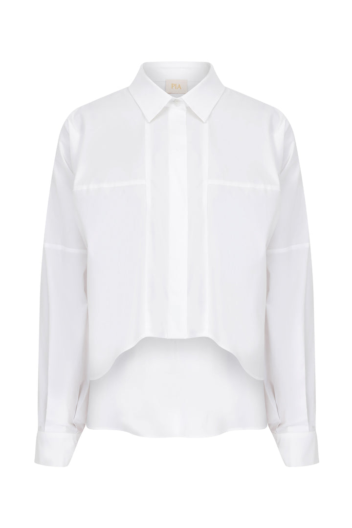 Amy - Oversized Cotton Poplin Shirt White