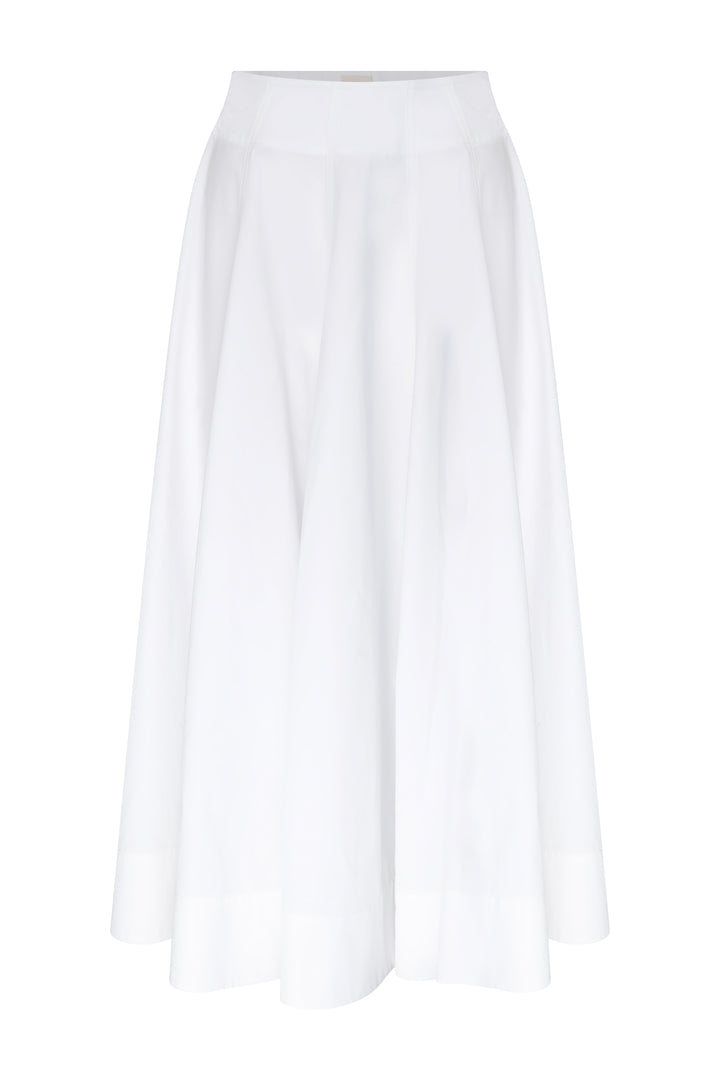 SICILY - Pleated Cotton-Poplin Midi Skirt - White
