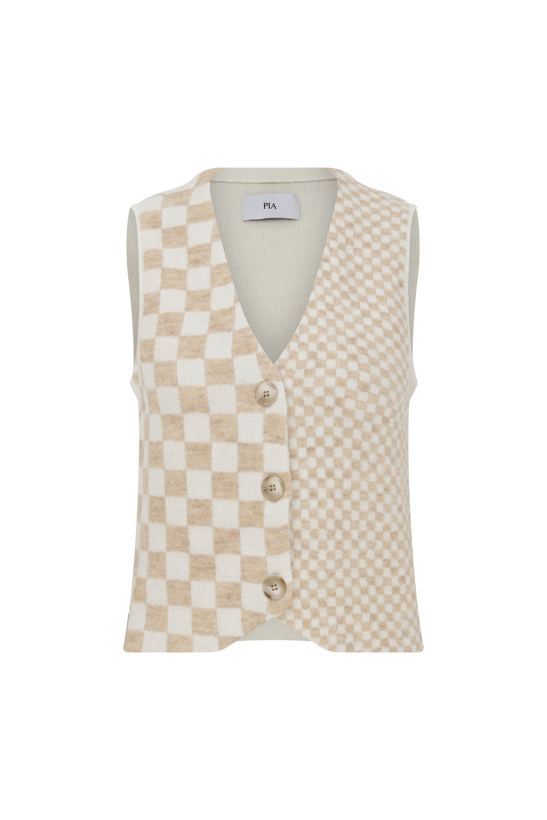 Larry - Ecru Checked Wool Blend Vest