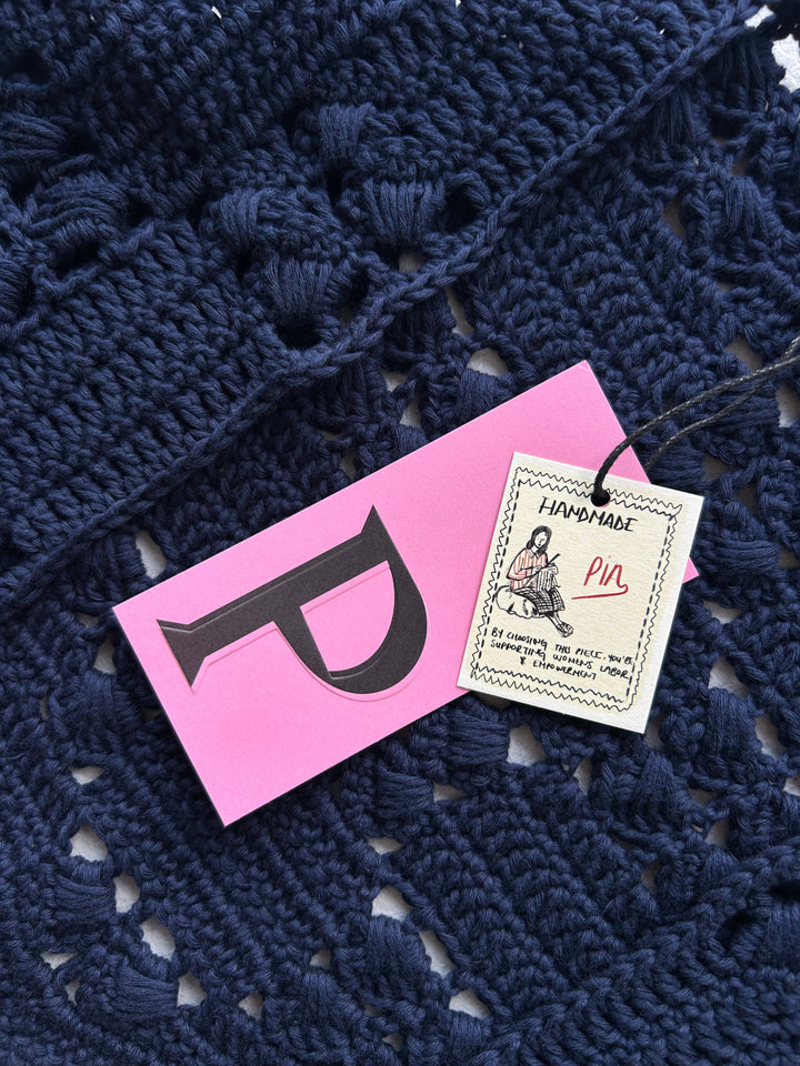 GIGI - TRIANGLE KNIT SCARF - NAVY