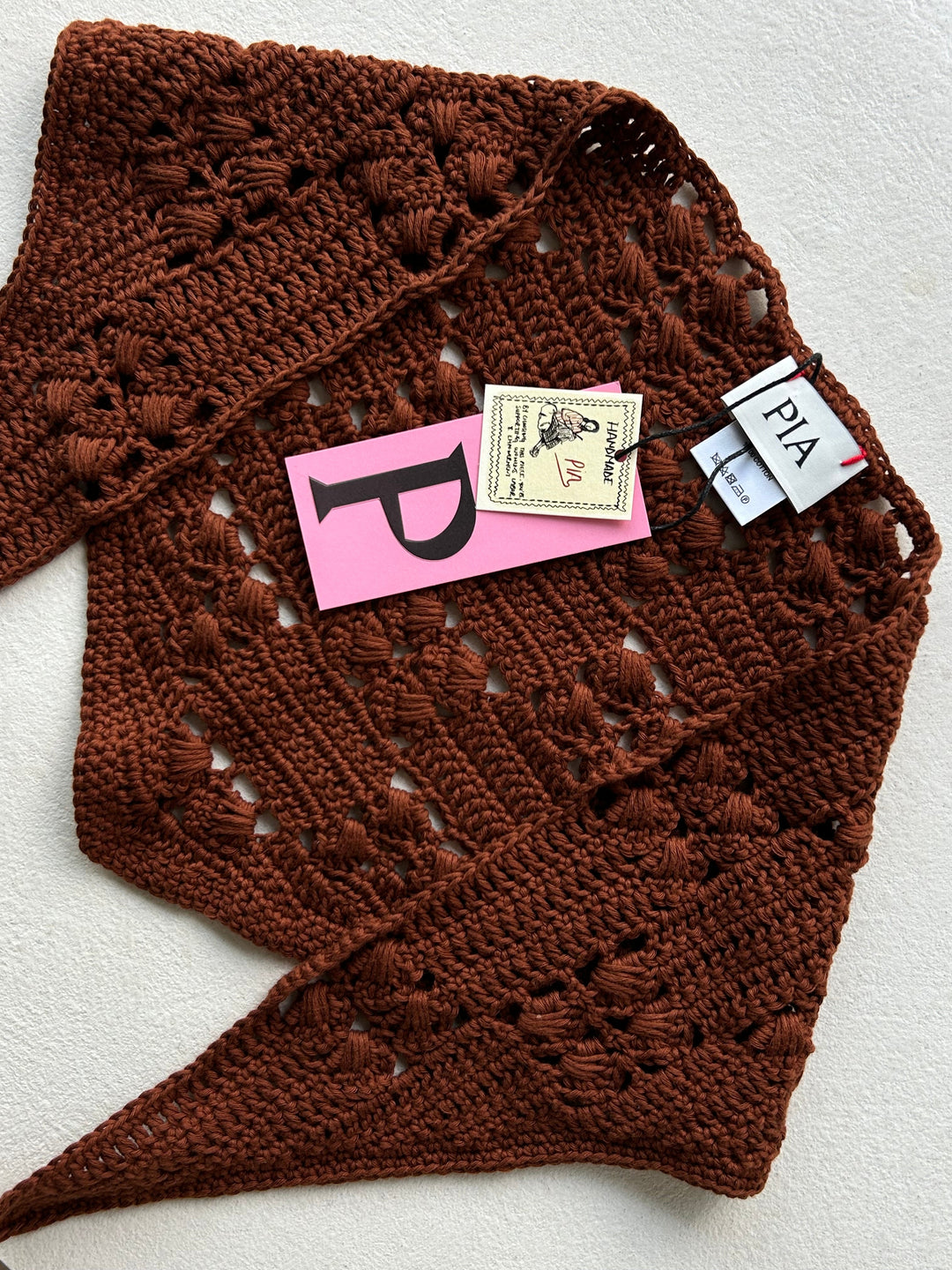 GIGI - TRIANGLE KNIT SCARF - CINNAMON
