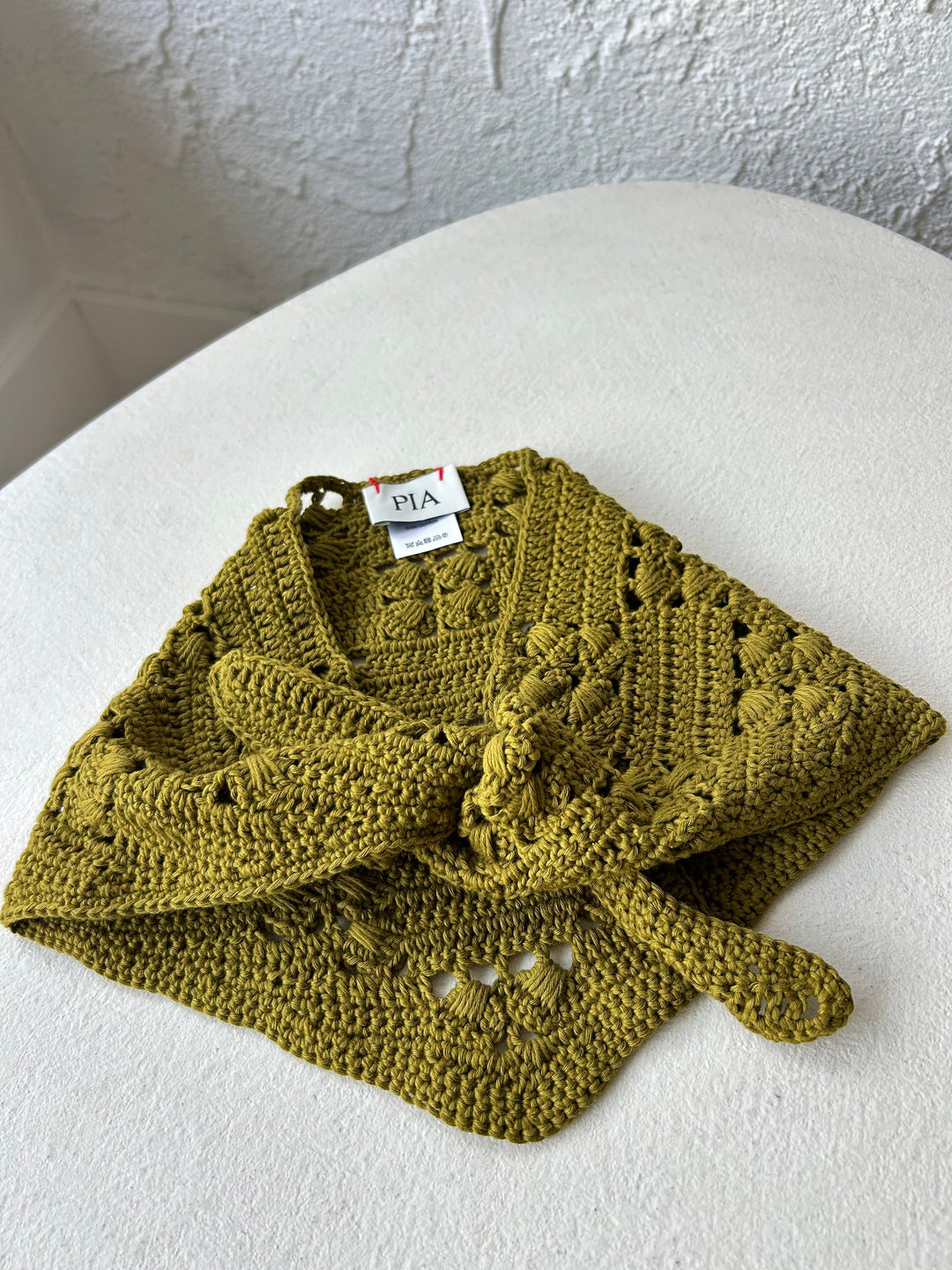 GIGI - TRIANGLE KNIT SCARF – GREEN