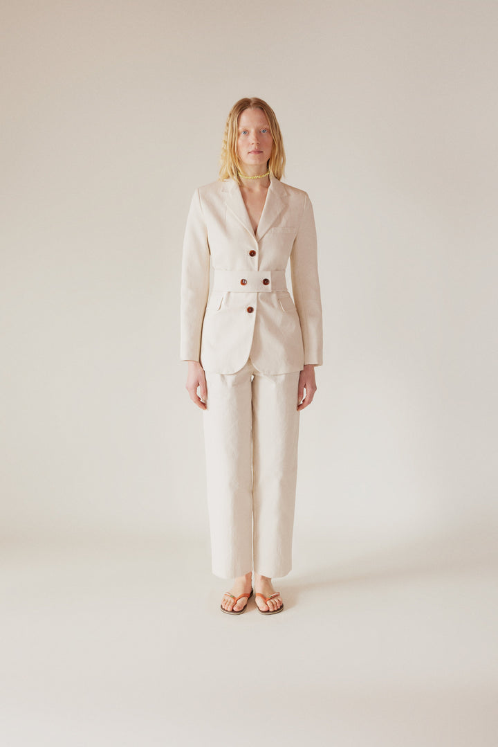 Castello  - 3 Button Blazer Jacket - Ecru