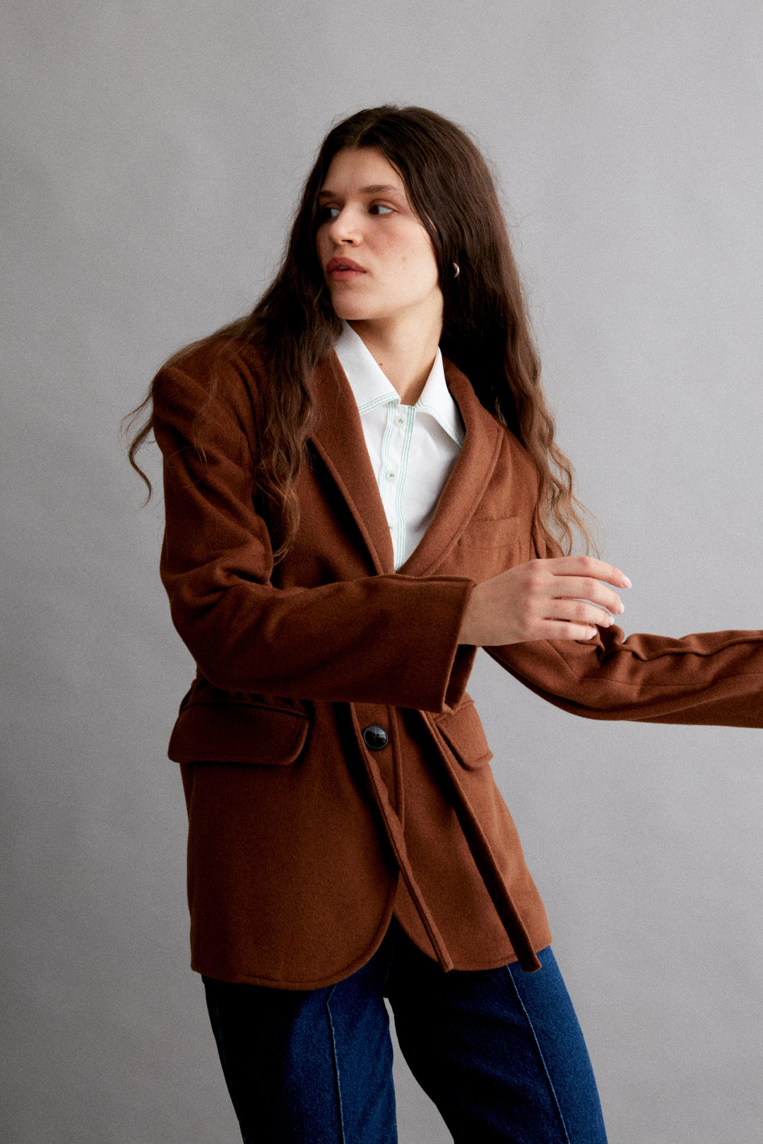 MAFALDA - OVERSIZED BELTED WOOL JACKET - CINNAMON