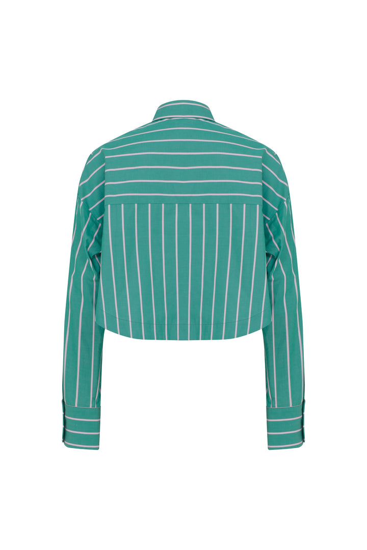 Mercury - Stripes Cotton-Poplin Cropped Shirt