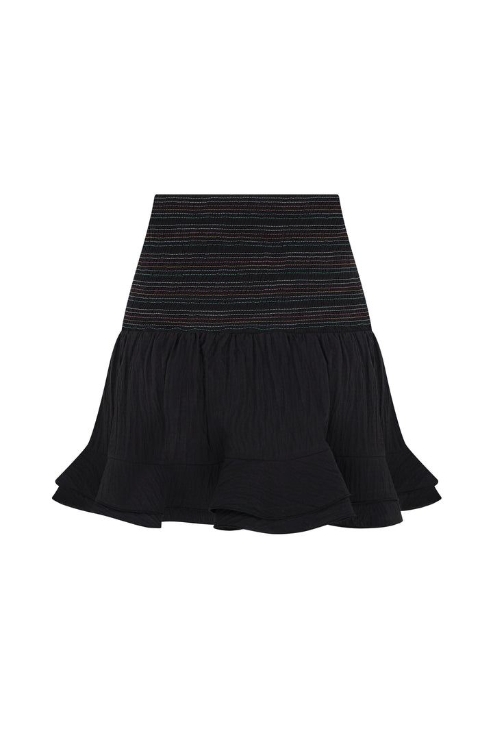 Kai - 'Lampshade' Elasticated Black Mini Skirt