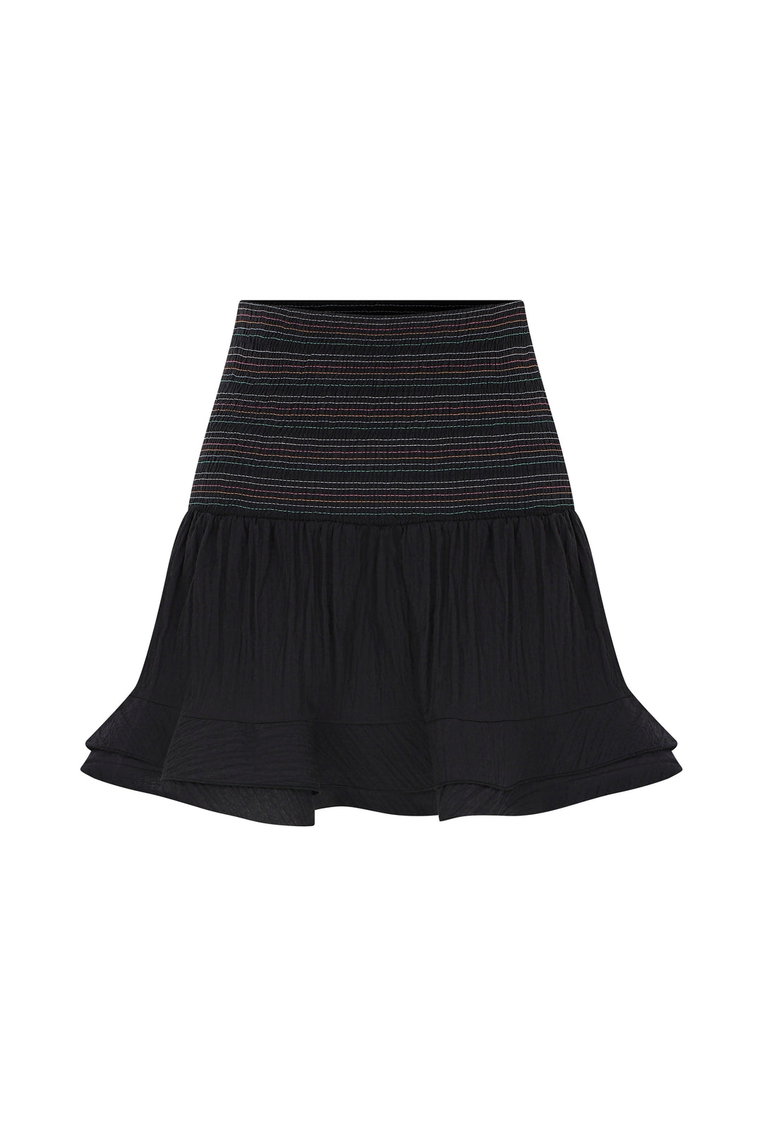 Kai - 'Lampshade' Elasticated Black Mini Skirt