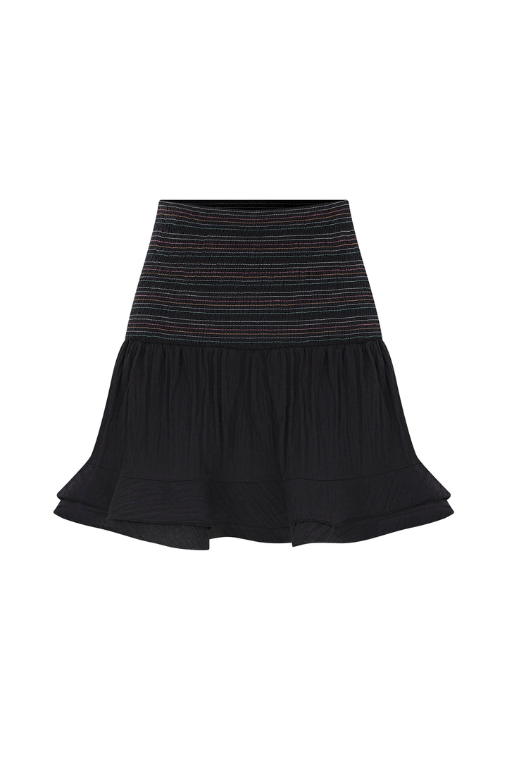 Kai - 'Lampshade' Elasticated Black Mini Skirt