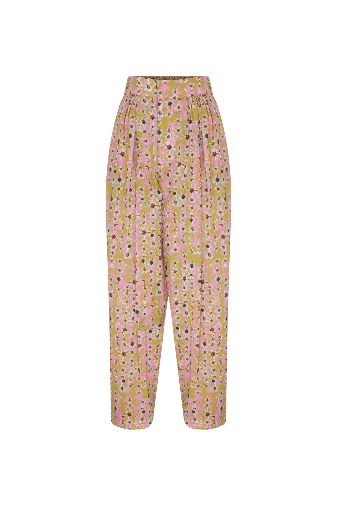 YAZ - Ankle Length Pants With Side Pockets - YELLOW  Daisy Print