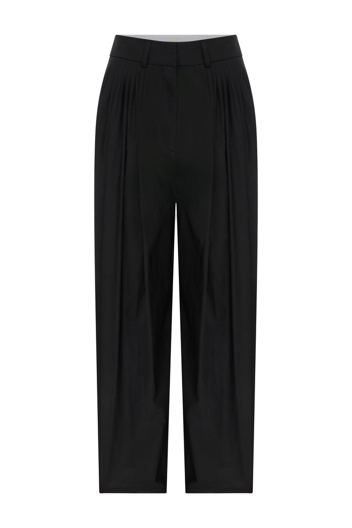 JONATHAN - Black Pleated Wide Leg Pants